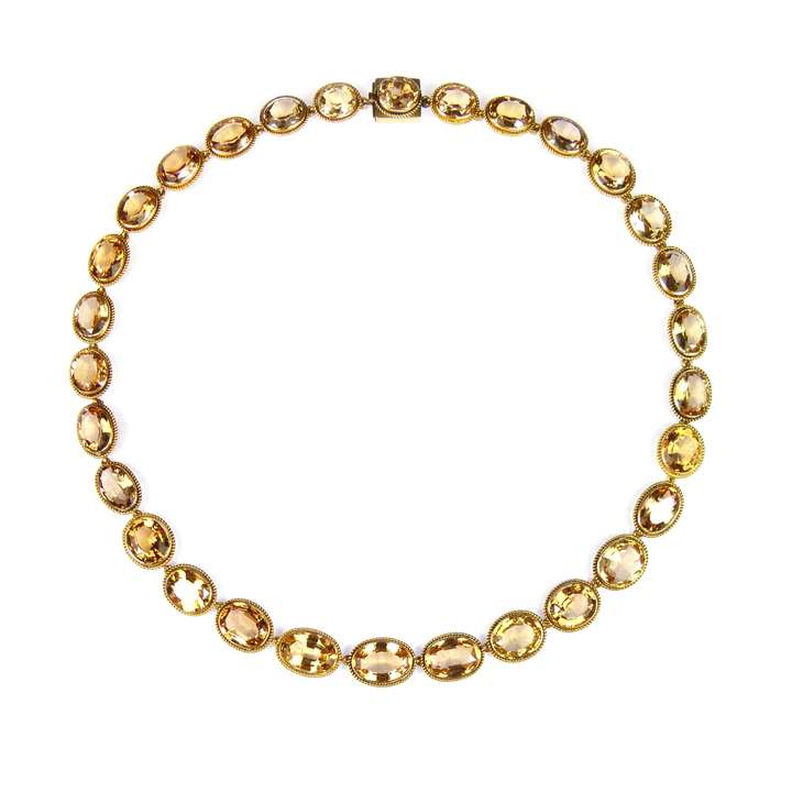 19th century graduated orange topaz and gold necklace